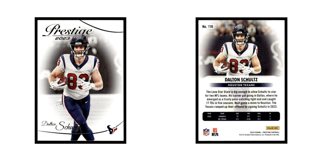 Dalton Schultz 2023 Panini Prestige #116 Houston Texans Football Card NM