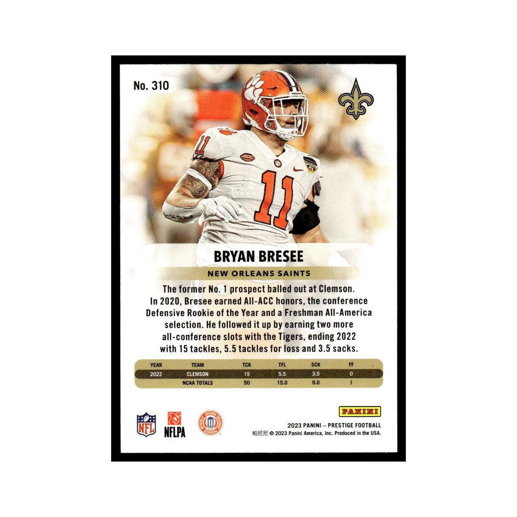 Bryan Bresee 2023 Panini Prestige #310 New Orleans Saints Football Card NM