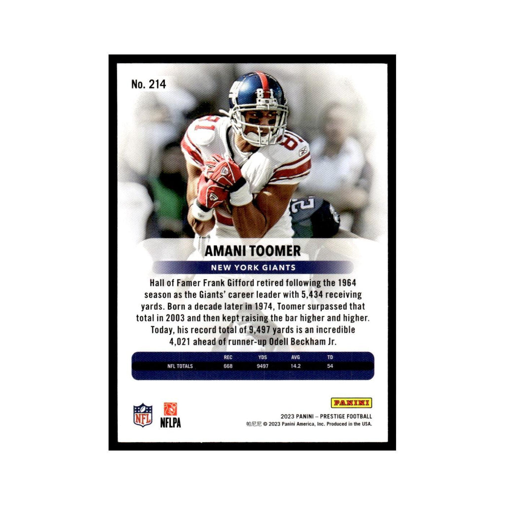 Amani Toomer 2023 Panini Prestige #214 New York Giants Football Card NM