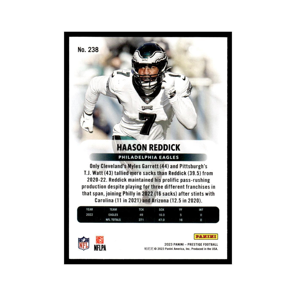 Haason Reddick 2023 Panini Prestige #238 Philadelphia Eagles Football Card NM