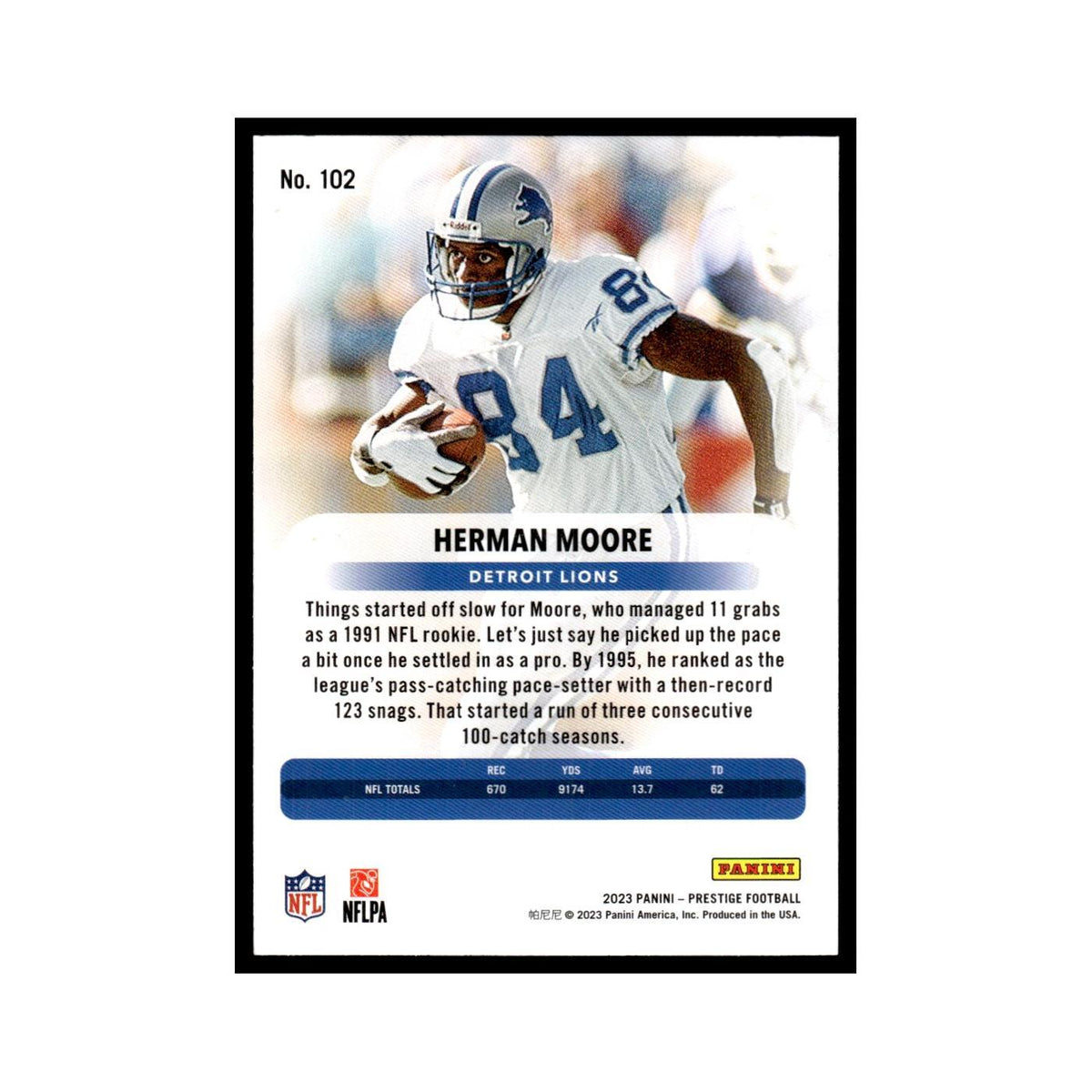 Herman Moore 2023 Panini Prestige #102 Detroit Lions Football Card NM