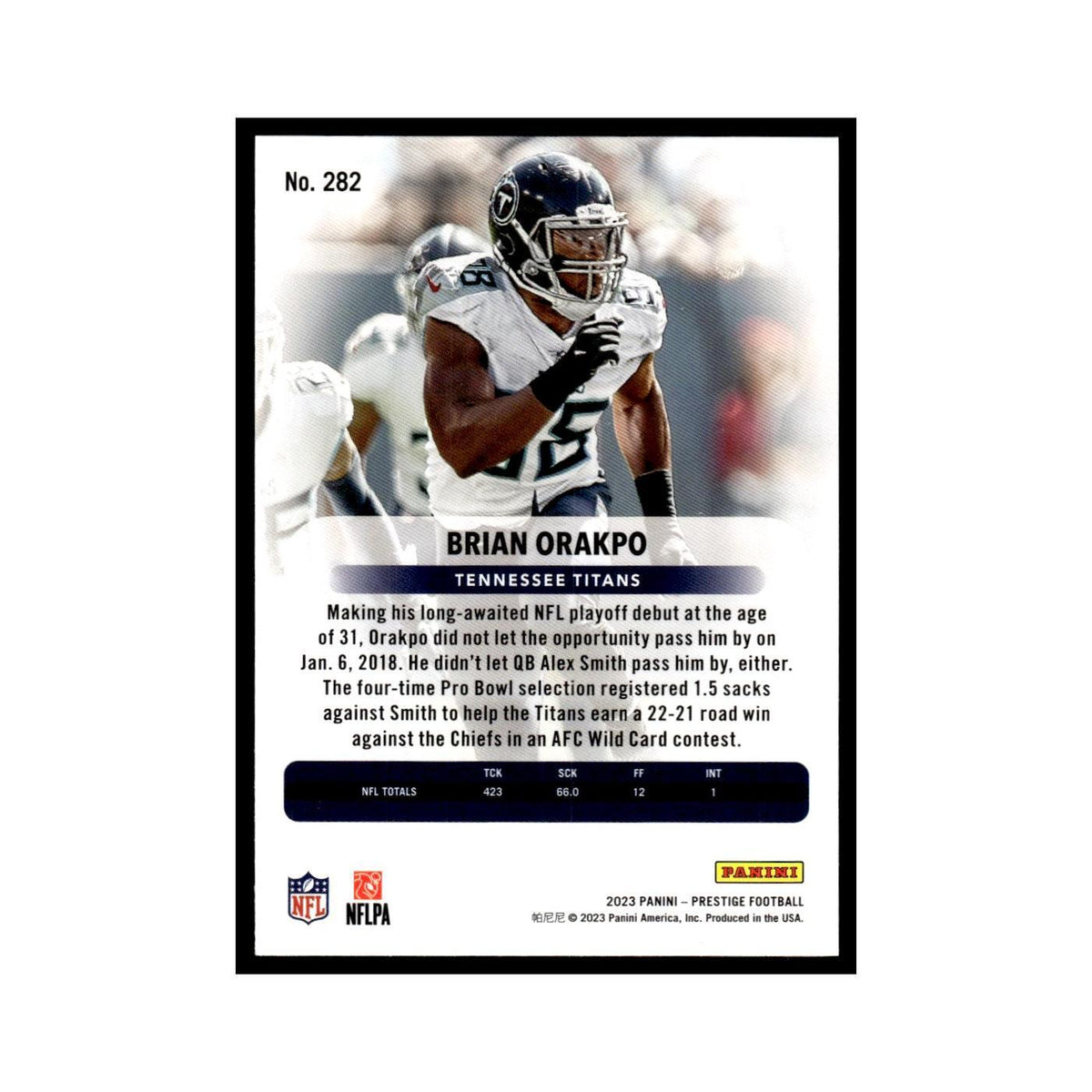 Brian Orakpo 2023 Panini Prestige #282 Tennessee Titans Football Card NM
