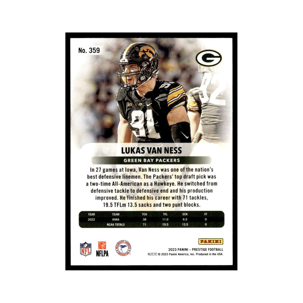 Lukas Van Ness 2023 Panini Prestige #359 Green Bay Packers Football Card NM