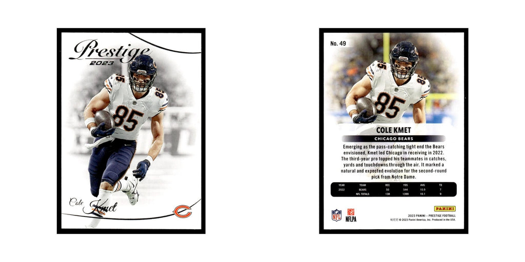 Cole Kmet 2023 Panini Prestige #49 Chicago Bears Football Card NM