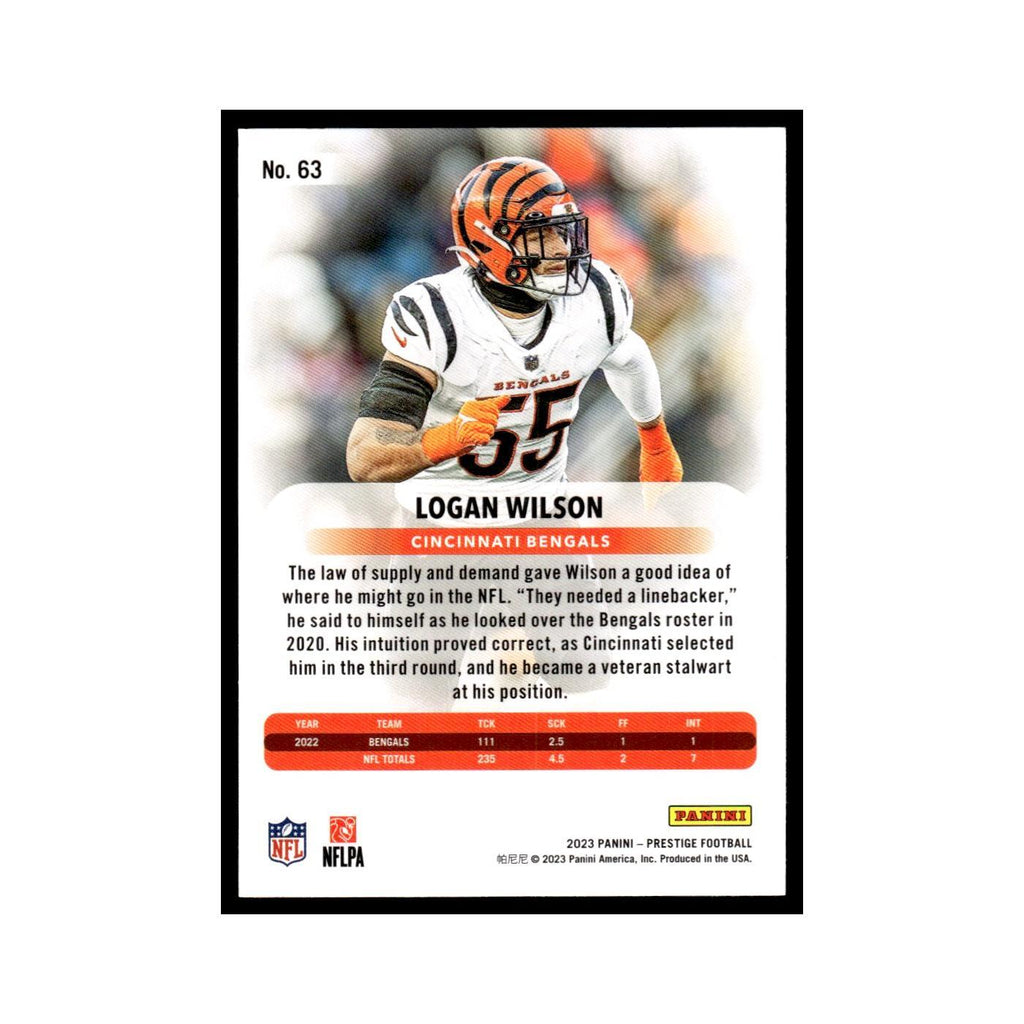 Logan Wilson 2023 Panini Prestige #63 Cincinnati Bengals Football Card NM