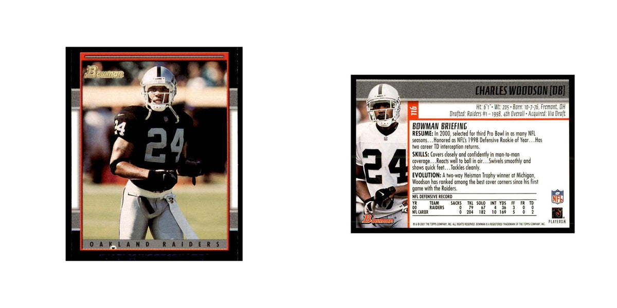 2001 Bowman Charles Woodson Football Cards #116