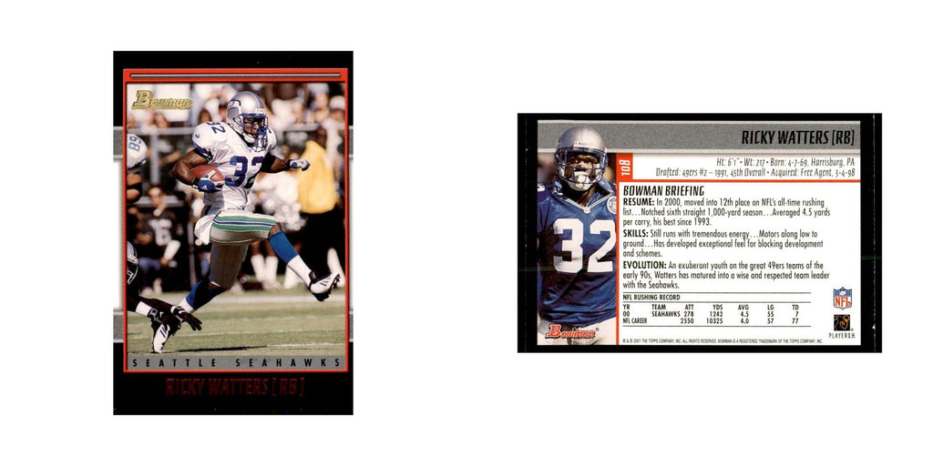 2001 Bowman Ricky Watters Football Cards #108