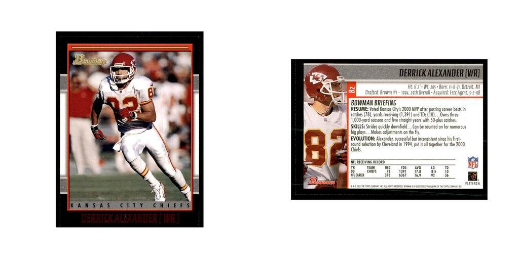 2001 Bowman Derrick Alexander Football Cards #82