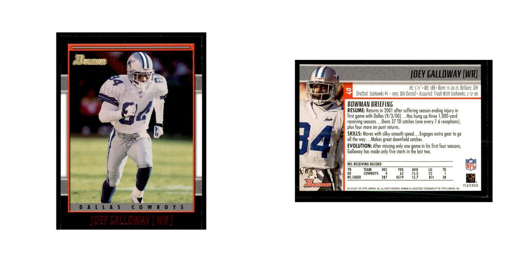 2001 Bowman Joey Galloway Football Cards #40