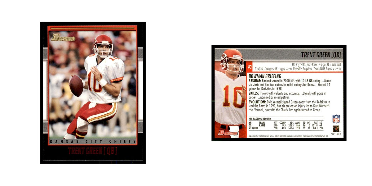 2001 Bowman Trent Green Football Cards #25