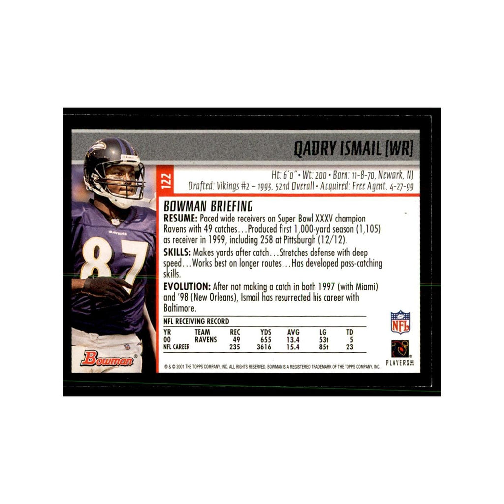 2001 Bowman Qadry Ismail Football Cards #122