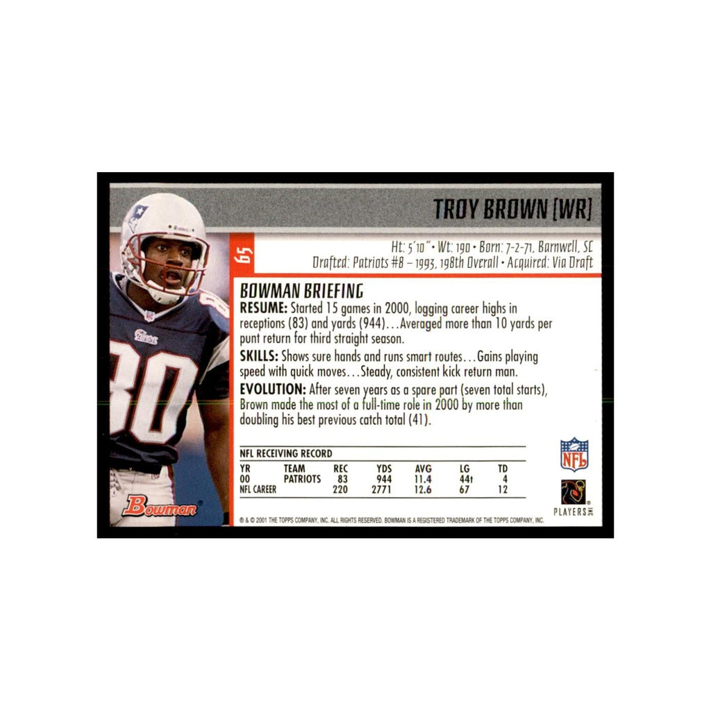 2001 Bowman Troy Brown Football Cards #65