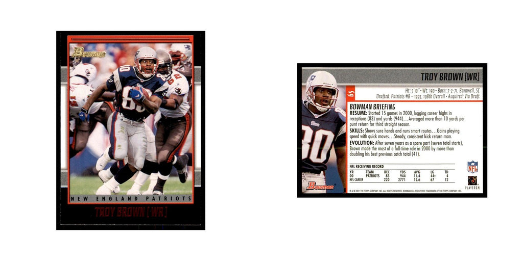 2001 Bowman Troy Brown Football Cards #65