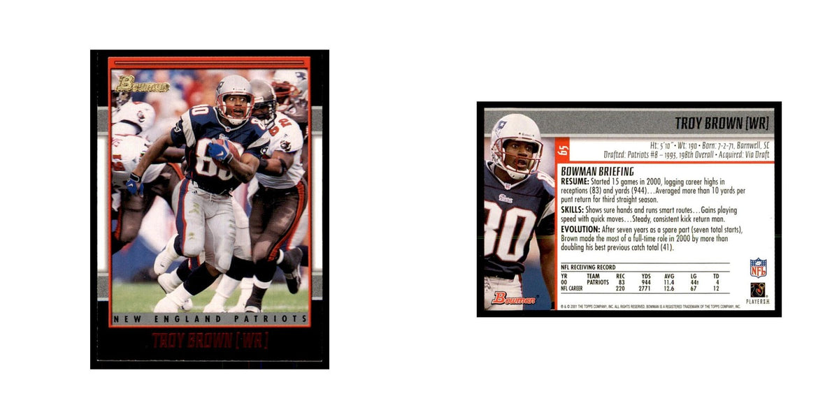 2001 Bowman Troy Brown Football Cards #65
