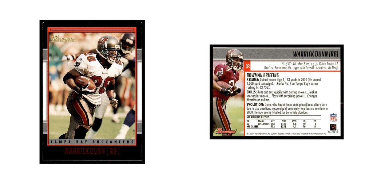2001 Bowman Warrick Dunn Football Cards #53
