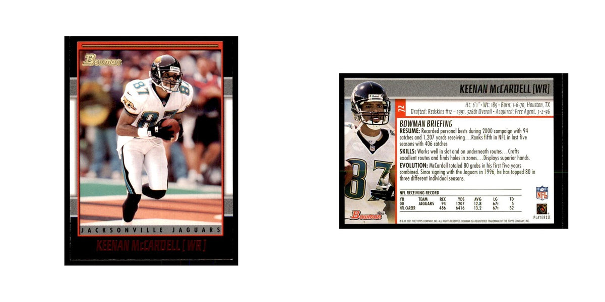 2001 Bowman Keenan McCardell Football Cards #72
