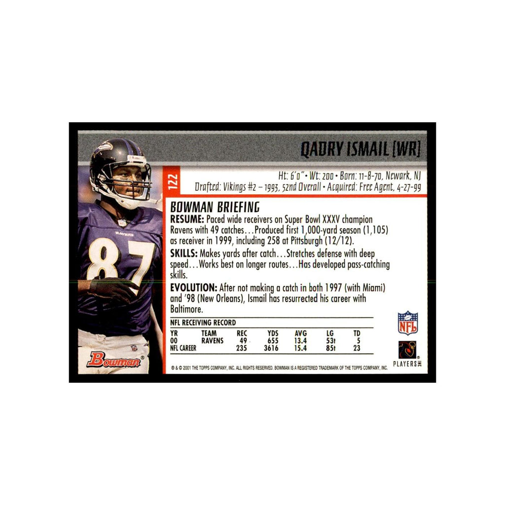 2001 Bowman Qadry Ismail Football Cards #122