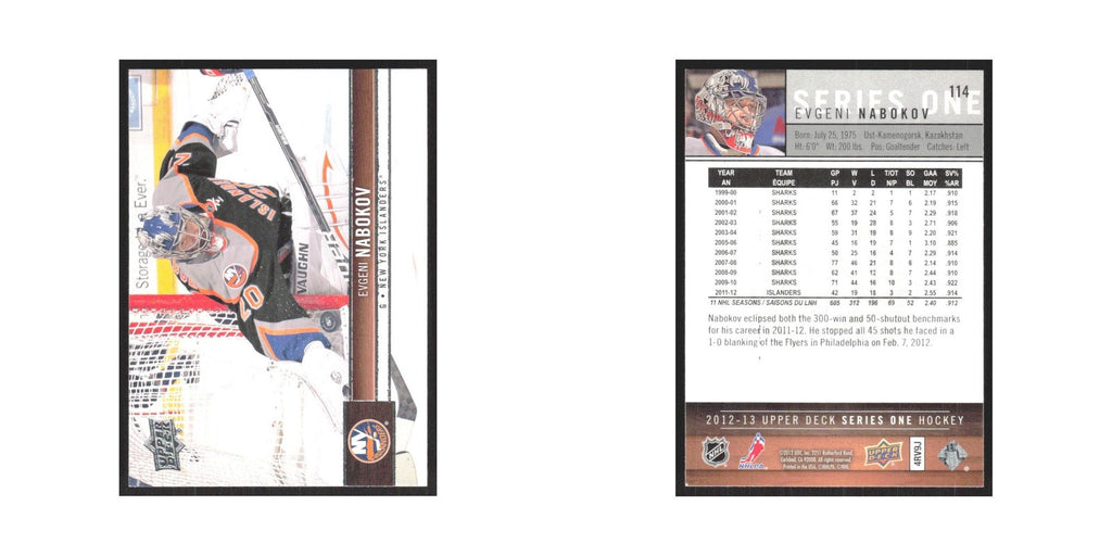 2012 Upper Deck Evgeni Nabokov New York Islanders #114