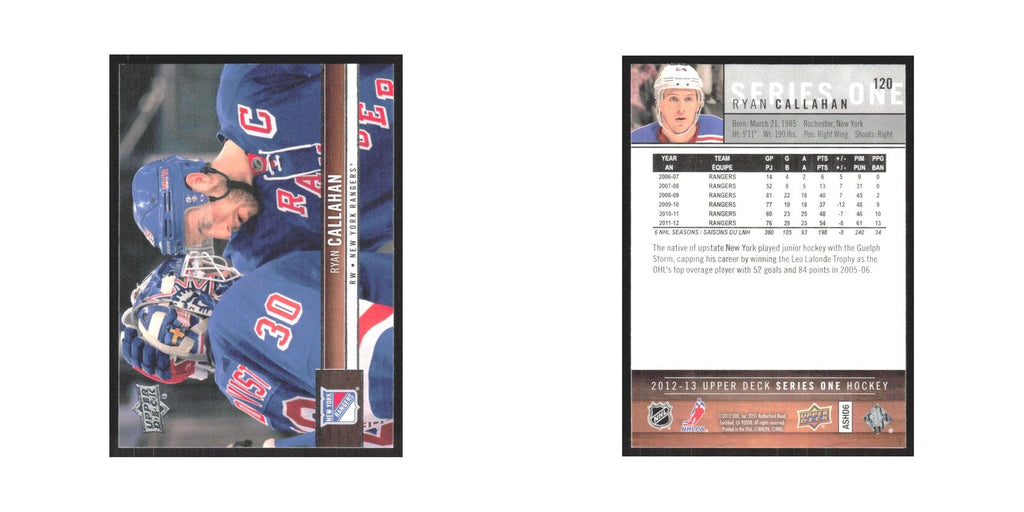 2012 Upper Deck Ryan Callahan New York Rangers #120