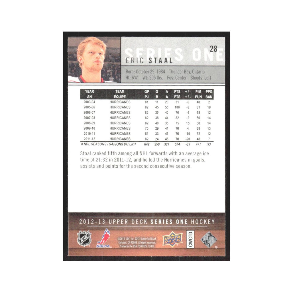 2013 Upper Deck Eric Staal Carolina Hurricanes #28