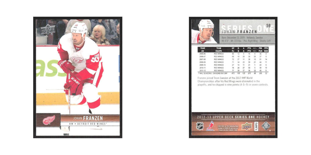 2012 Upper Deck Johan Franzen Detroit Red Wings #59