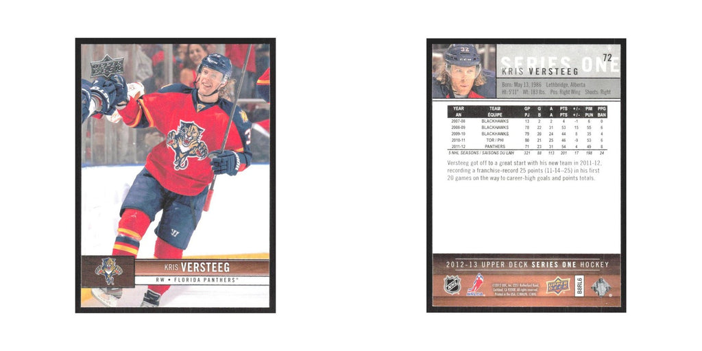2012 Upper Deck Kris Versteeg Florida Panthers #72