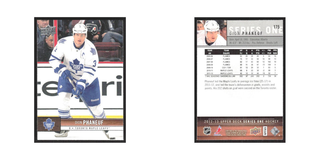 2012 Upper Deck Dion Phaneuf Toronto Maple Leafs #175