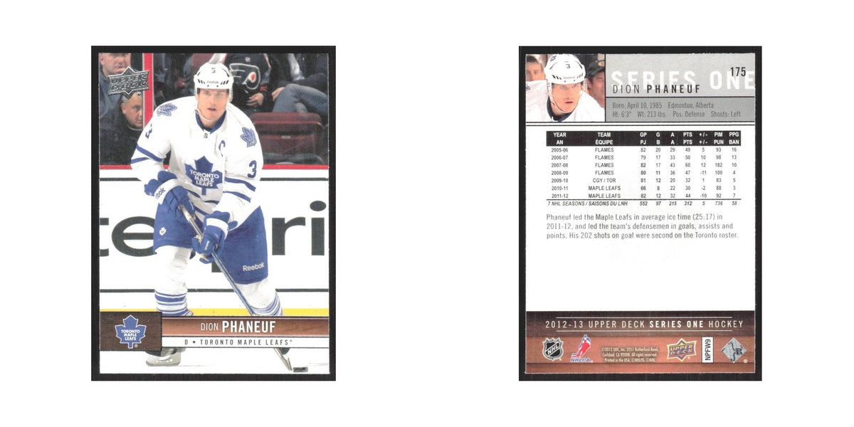 2012 Upper Deck Dion Phaneuf Toronto Maple Leafs #175