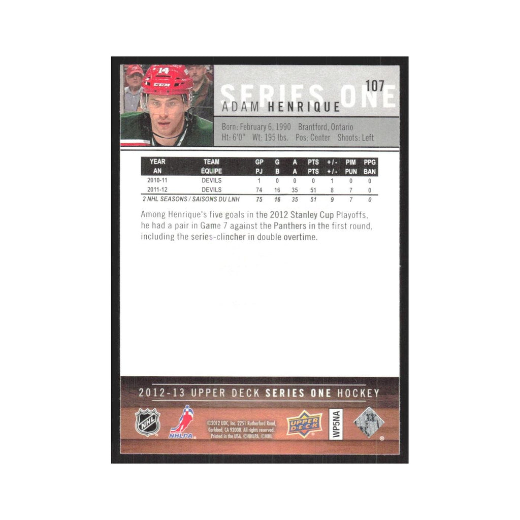 2012 Upper Deck Adam Henrique New Jersey Devils #107