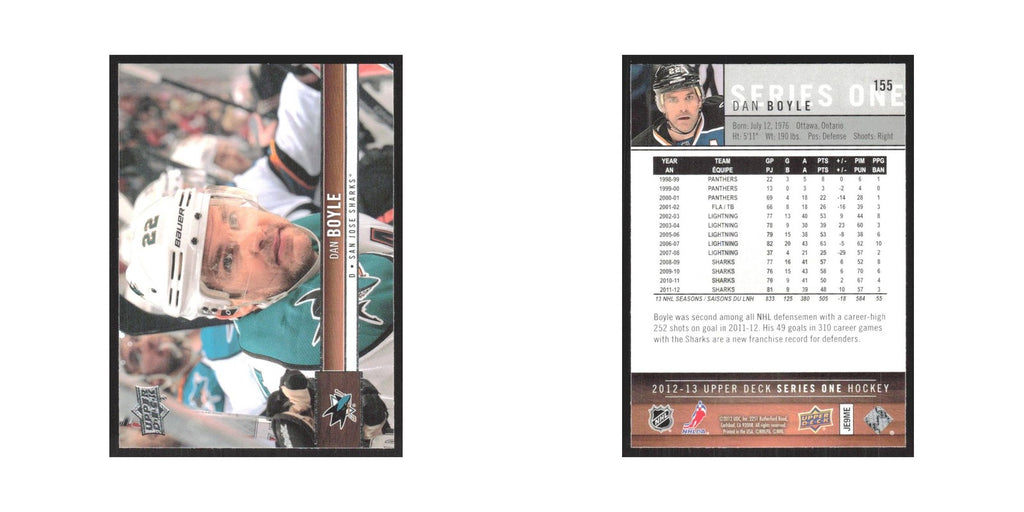 2012 Upper Deck Dan Boyle San Jose Sharks #155
