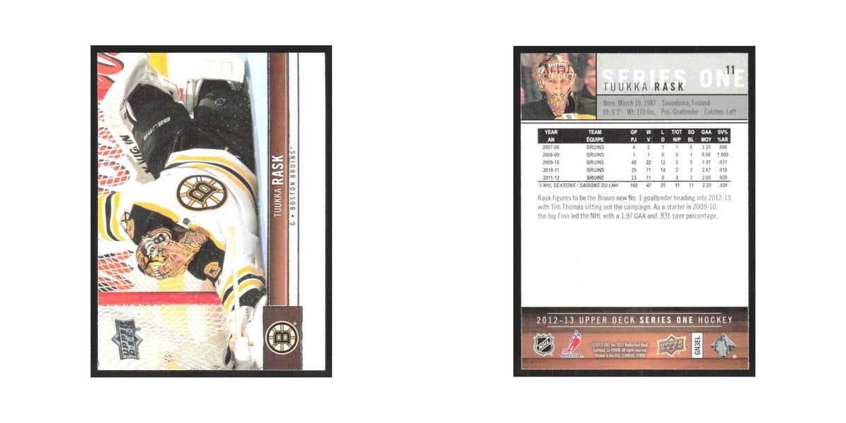 2012 Upper Deck Tuukka Rask Boston Bruins #11