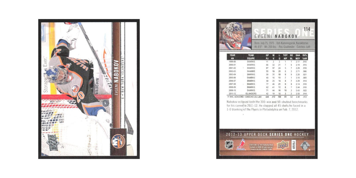 2012 Upper Deck Evgeni Nabokov New York Islanders #114