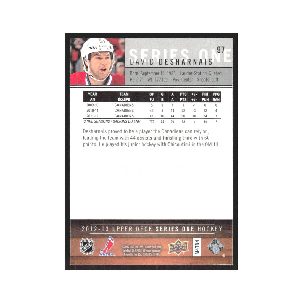 2012 Upper Deck David Desharnais Montreal Canadiens #97