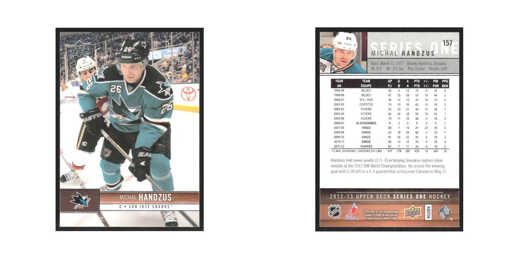 2012 Upper Deck Michal Handzus San Jose Sharks #157