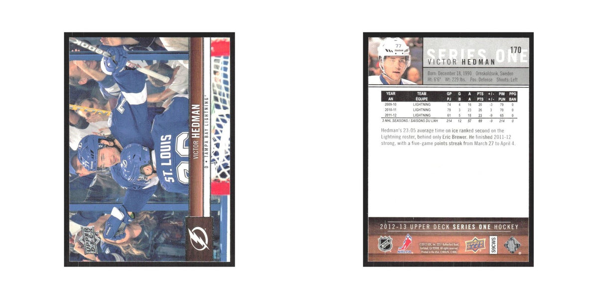 2012 Upper Deck Victor Hedman Tampa Bay Lightning #170