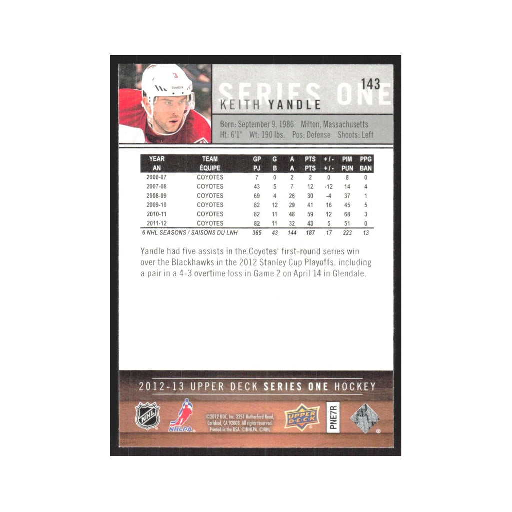 2012 Upper Deck Keith Yandle Phoenix Coyotes #143