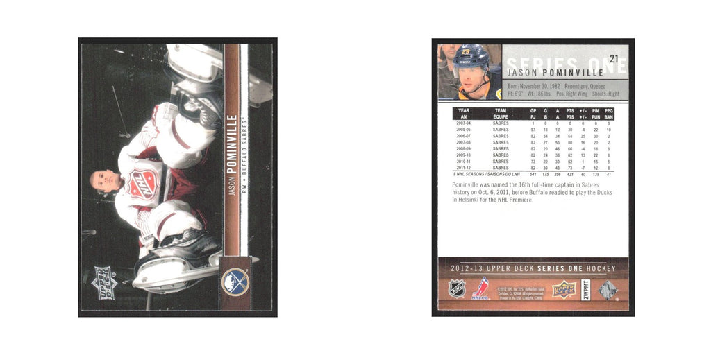 2012 Upper Deck Jason Pominville Buffalo Sabres #21