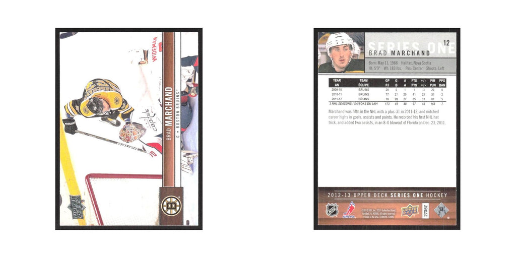 2012 Upper Deck Brad Marchand Boston Bruins #12
