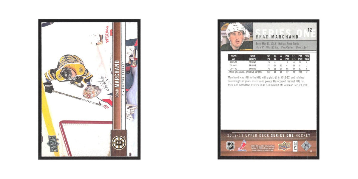 2012 Upper Deck Brad Marchand Boston Bruins #12