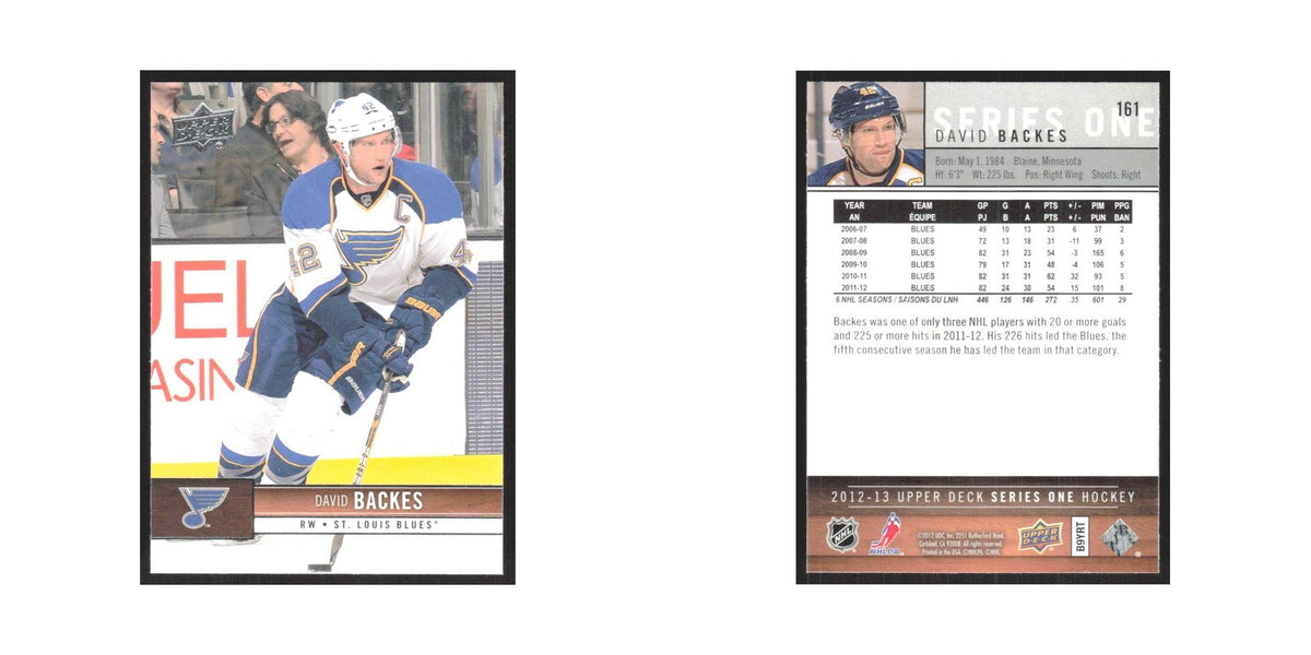 2012 Upper Deck David Backes St. Louis Blues #161
