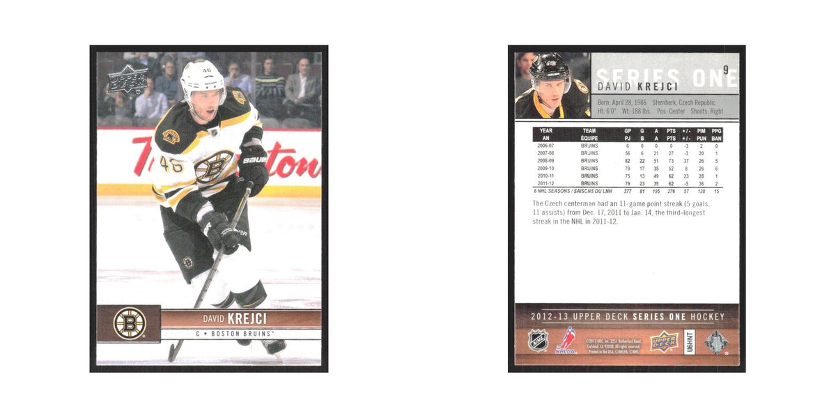 2012 Upper Deck David Krejci Boston Bruins #9