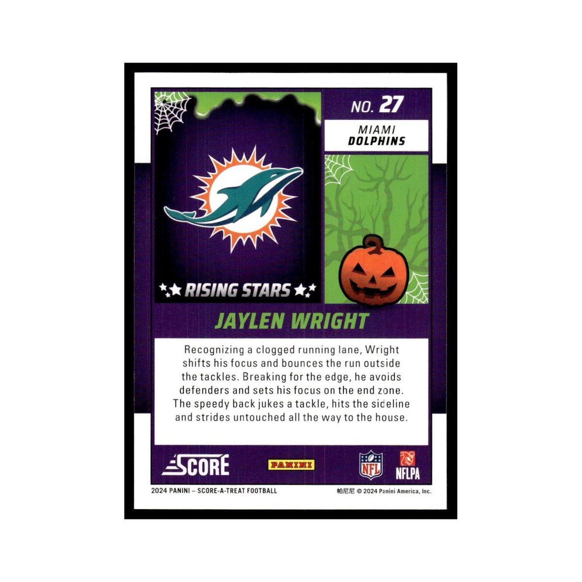 Jaylen Wright 2024 Score-A-Treat #27 Miami Dolphins Football Card NM