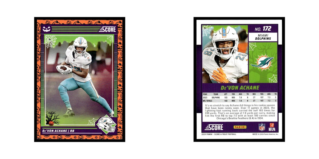 De'Von Achane 2024 Score-A-Treat #172 Miami Dolphins Football Card NM