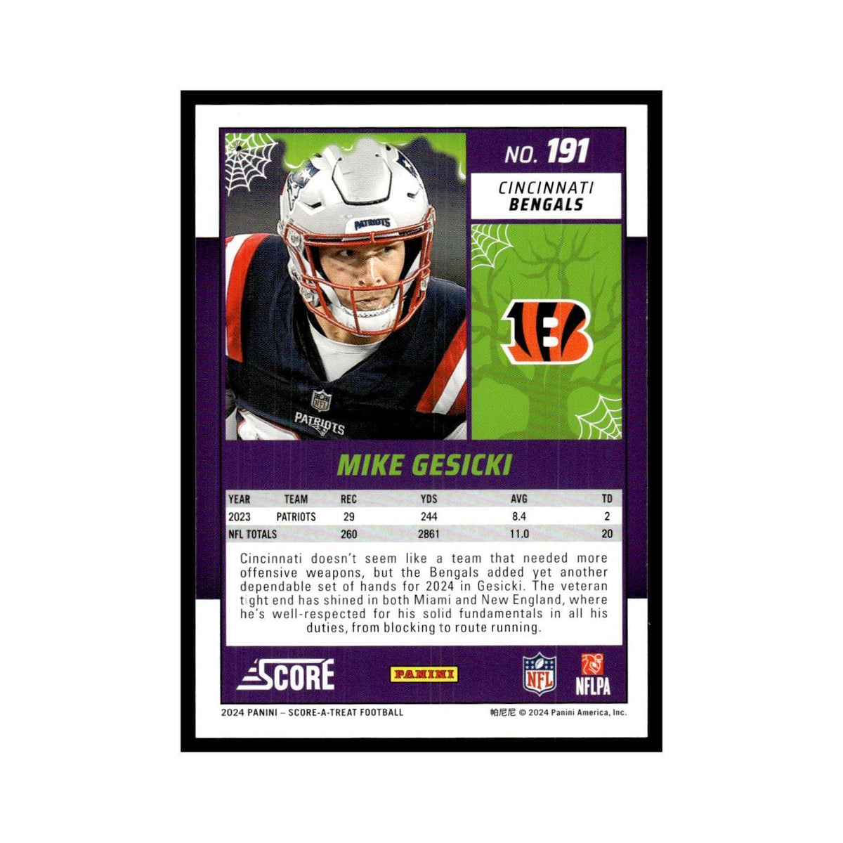 Mike Gesicki 2024 Score-A-Treat #191 Cincinnati Bengals Football Card NM