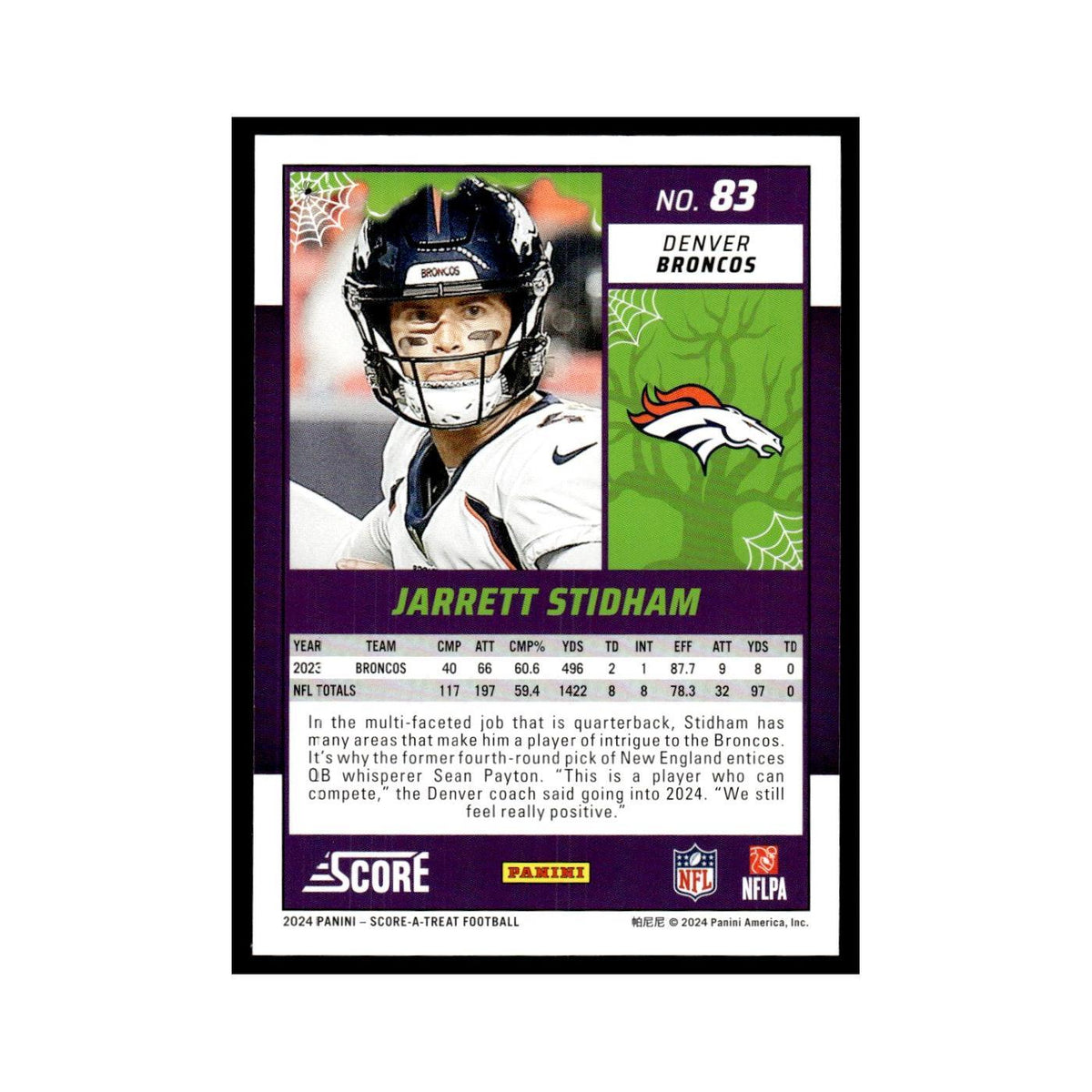Jarrett Stidham 2024 Score-A-Treat #83 Denver Broncos Football Card NM