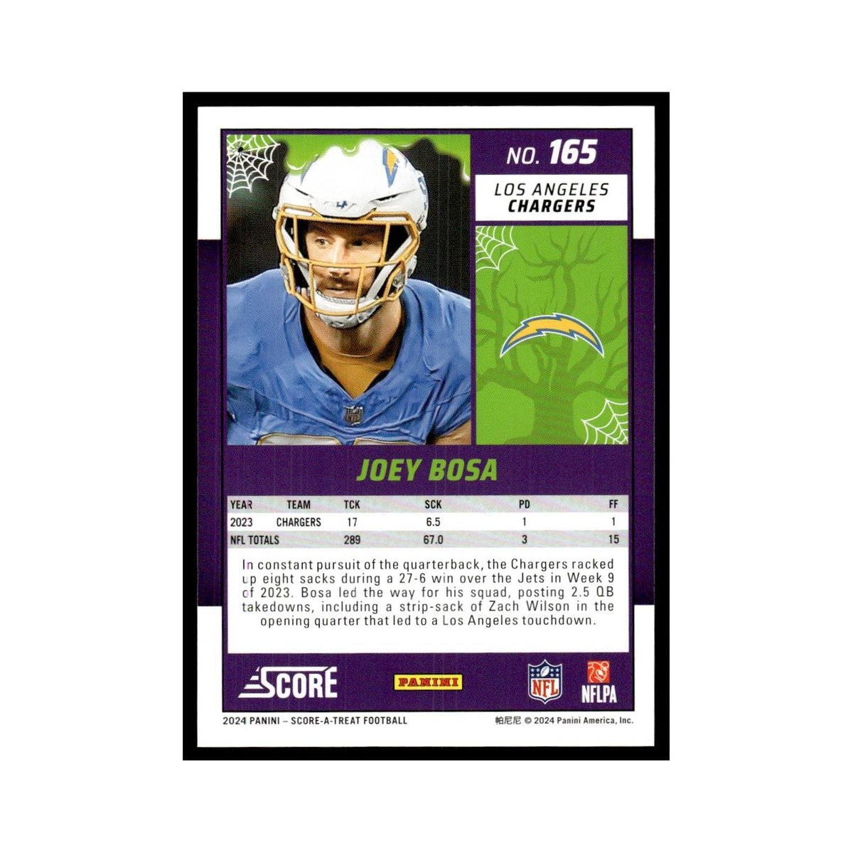 Joey Bosa 2024 Score-A-Treat #165 Los Angeles Chargers Football Card NM