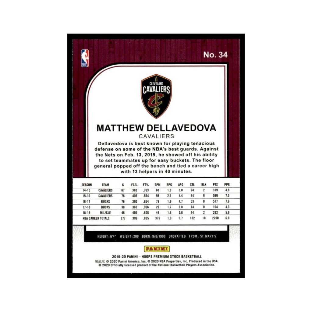 Matthew Dellavedova 2019 Hoops Premium Stock #34 Cleveland Cavaliers NM
