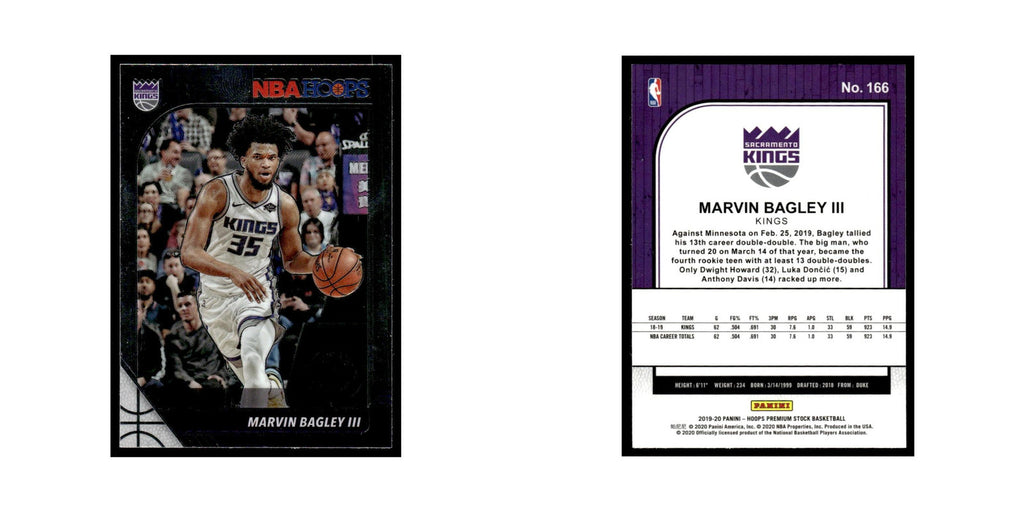 Marvin Bagley III 2019 Hoops Premium Stock #166 Sacramento Kings NM