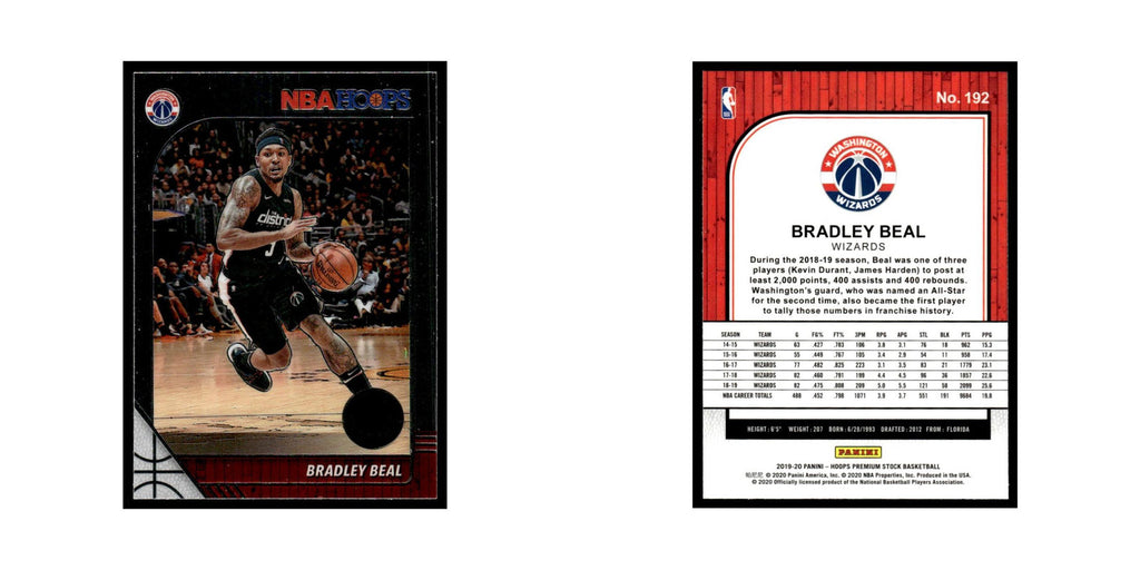 Bradley Beal 2019 Hoops Premium Stock #192 Washington Wizards Basketball Card NM