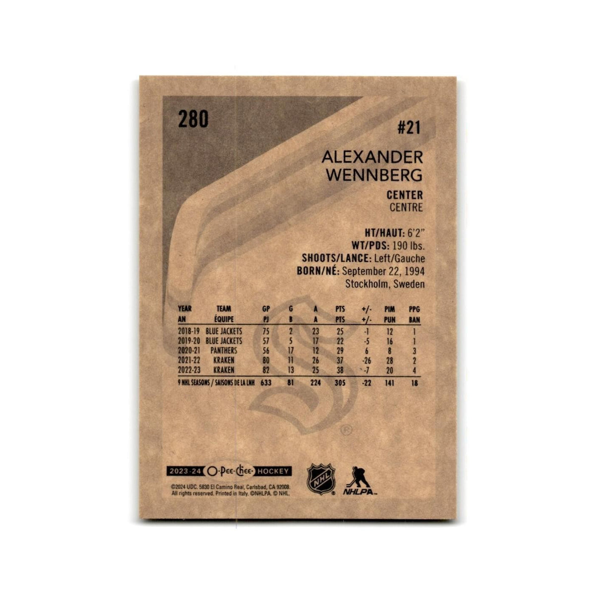 2023 O-Pee-Chee Alexander Wennberg Seattle Kraken #280